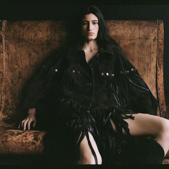 Lorena Saravia H&M Fringed Suede Cape Jacket ONE SIZE - Picture 7 of 15